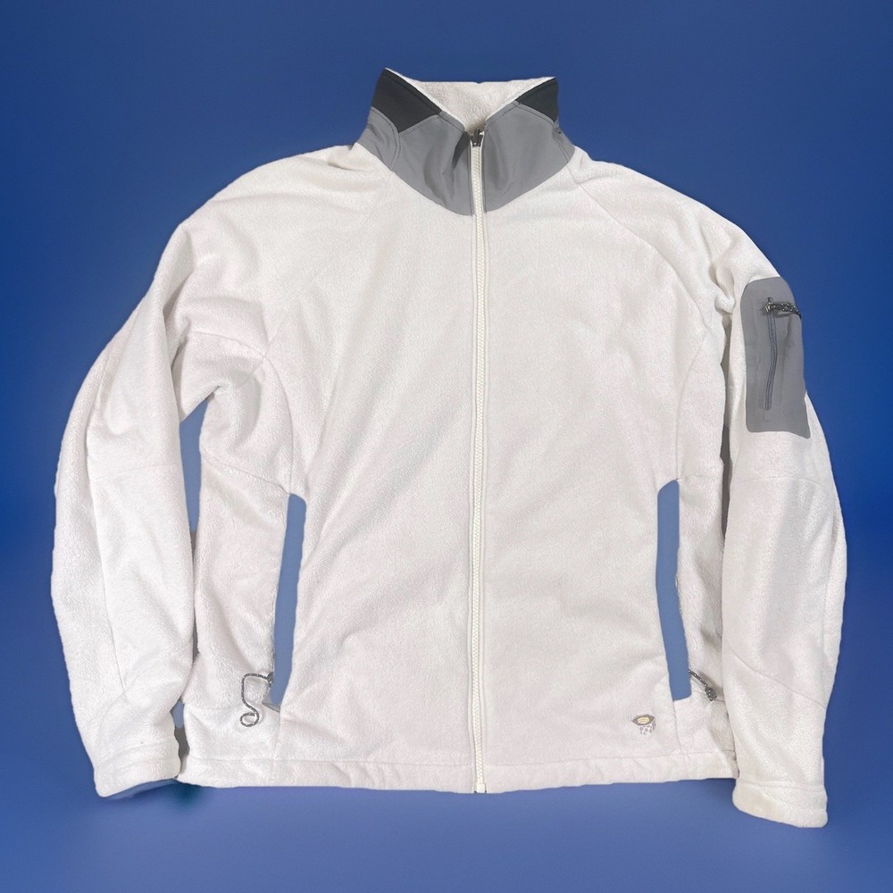Mountain Hardware Jacket White Women's L Fleece Full Zip Outdoor Hiking Gorpcore